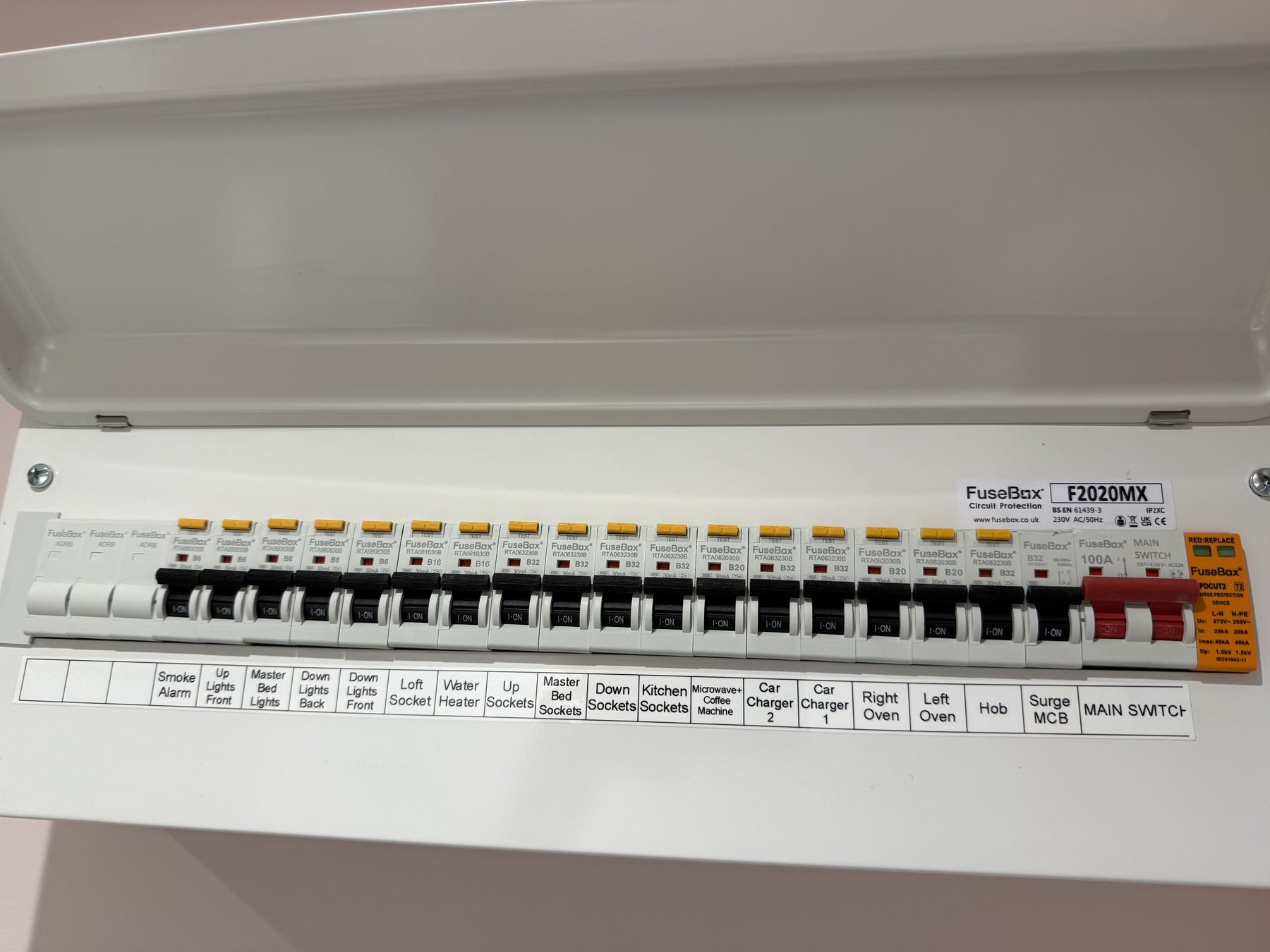 Consumer unit prepared for EICR inspection
