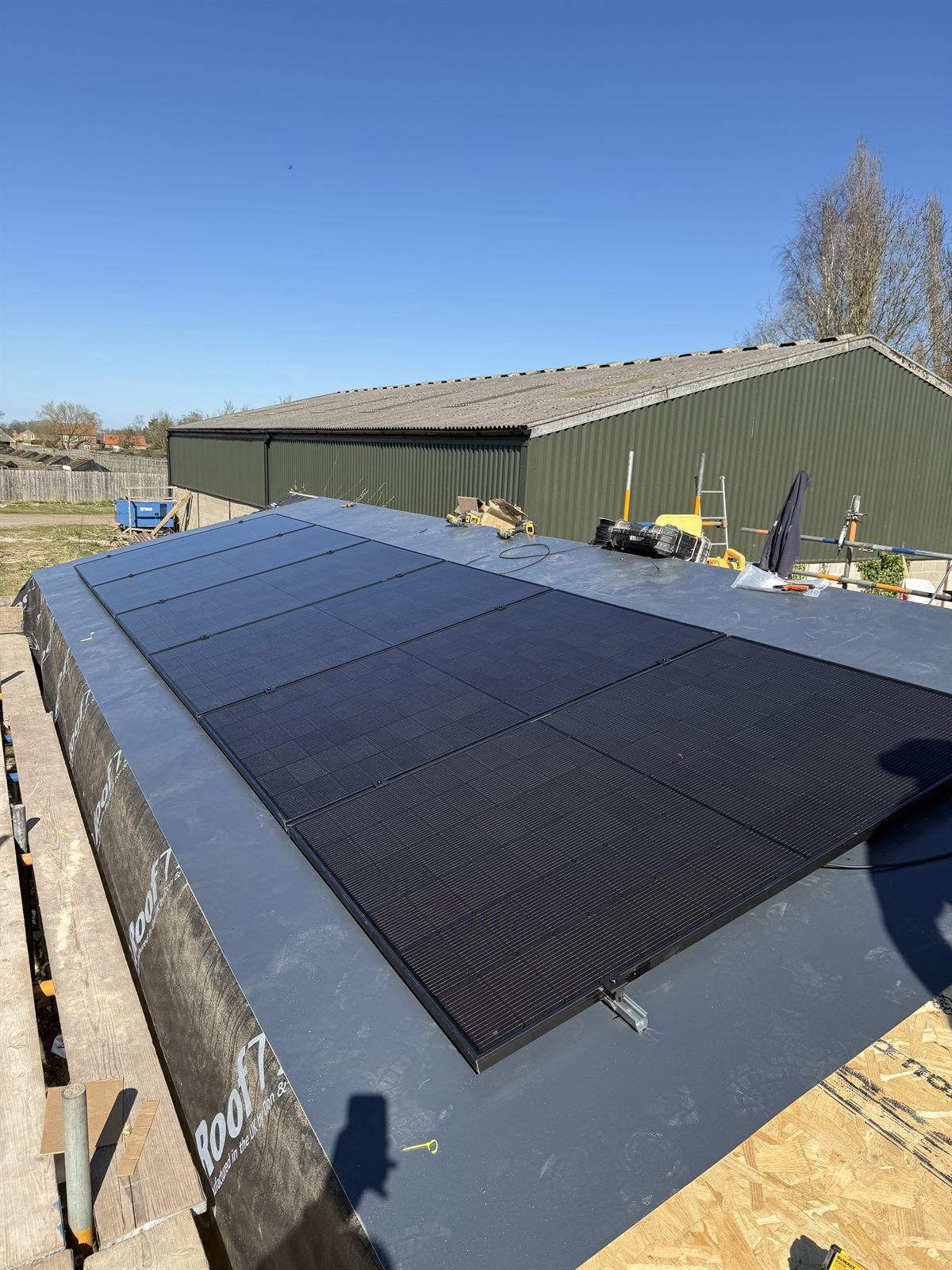 Solar panel installation with tidy roof finish