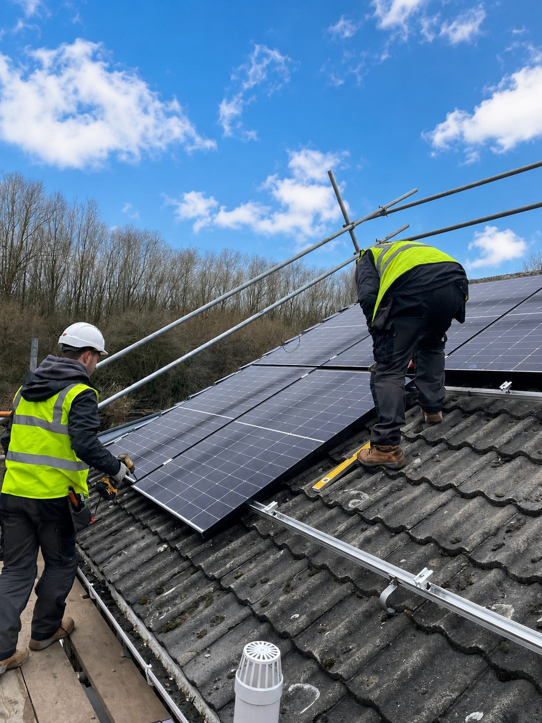 Finished solar panel roof installation